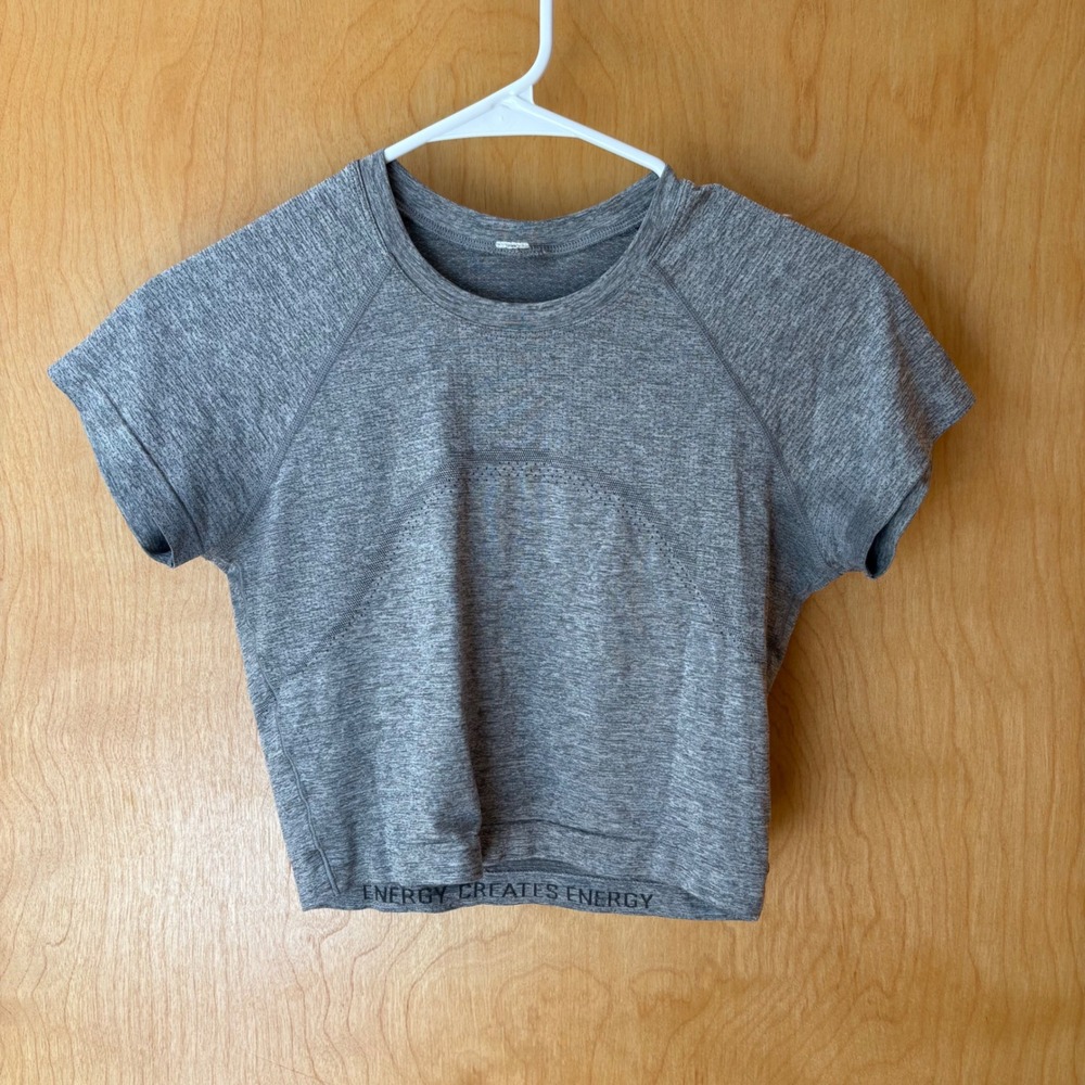 Lululemon Swiftly Tech Short Sleeve 2.0 Crop Top Women 6 Gray Heathered Active